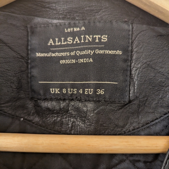All Saints Black Quilted Leather Jacket - Picture 3 of 3